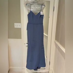NWT Amsale Emerson in faille material in color dusk. Size 10, never altered.